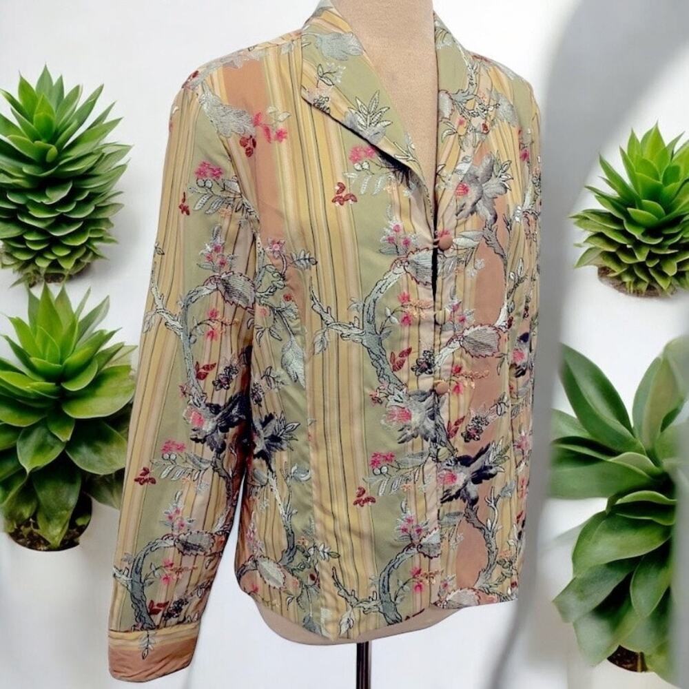 VTG Floral Embroidered Foliage Jacket Boho Cottagecore - Picture 3 of 11